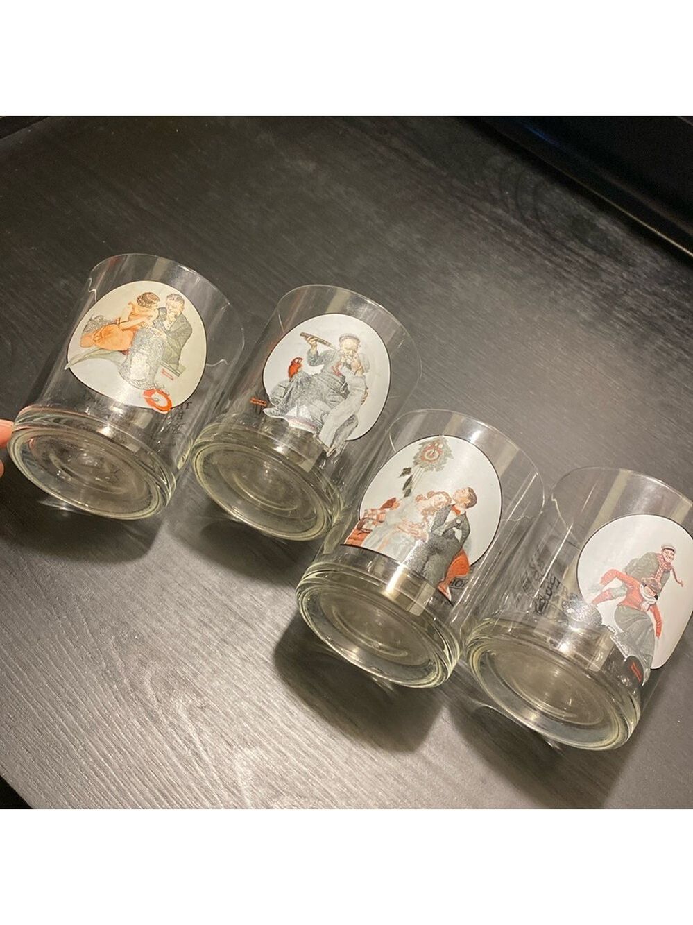 Norman Rockwell set of 4 glasses